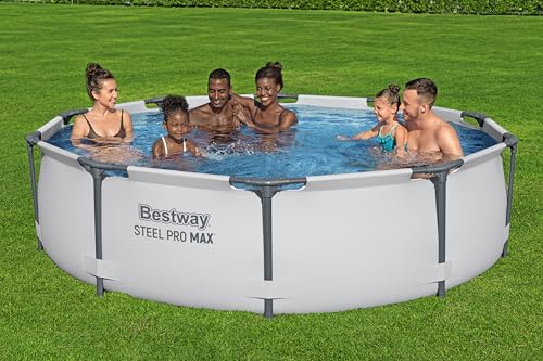 Bestway Steel Pro MAX Frame Pool ohne Pumpe Ø 305 x 76 cm, lichtgrau, rund, Grau – Bild 2