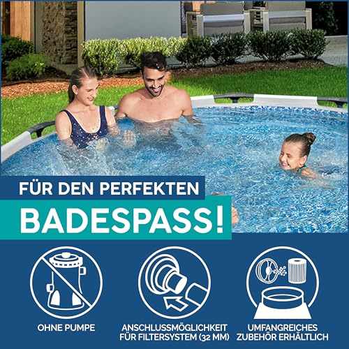 Bestway Steel Pro MAX Frame Pool ohne Pumpe Ø 305 x 76 cm, lichtgrau, rund, Grau – Bild 4