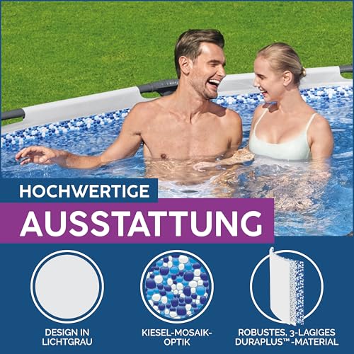 Bestway Steel Pro MAX Frame Pool ohne Pumpe Ø 305 x 76 cm, lichtgrau, rund, Grau – Bild 5