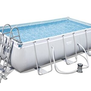 Bestway Power Steel Rectangular Frame Pool Set (404x201x100 cm), Stahlrahmenpool Set mit Filterpumpe
