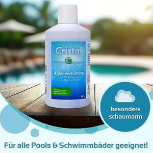 Alternative view of Cristal Algenverhütung 1 l - Verhindert Algenwachstum im Pool - Algenvernichter Algizid flüssig - Algenschutz - Algezid für Schwimmbad & Whirlpool