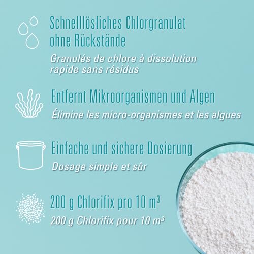 BAYROL Chlorifix 1 kg - Chlorgranulat Pool zur Schockchlorung bei Wasserproblemen, trübes Wasser, Algen im Pool - schnelllöslich - Chlor Granulat Pool- Algenvernichter – Bild 3
