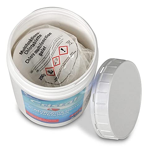 Cristal E-Chlor Multifunktionstabletten 200g - 1kg Poolpflege mit Langzeitwirkung - 5 in 1 Chlor Tabletten für kristallklares Wasser – Bild 4