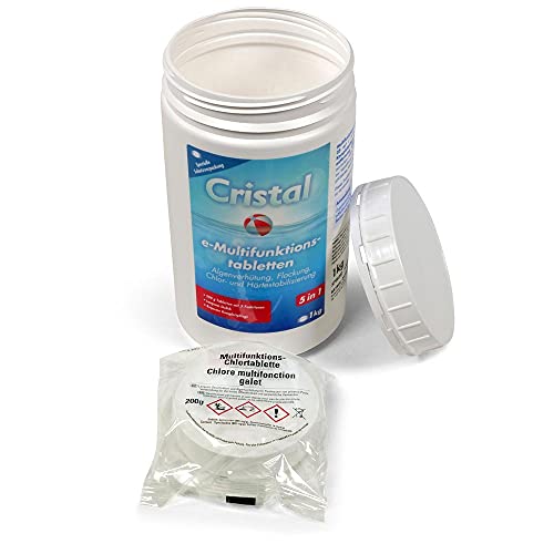 Cristal E-Chlor Multifunktionstabletten 200g - 1kg Poolpflege mit Langzeitwirkung - 5 in 1 Chlor Tabletten für kristallklares Wasser – Bild 5