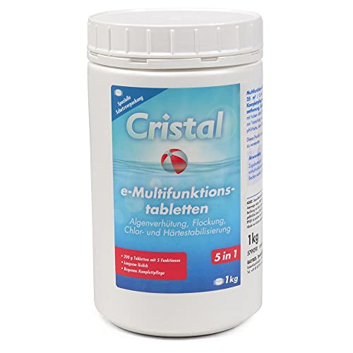 Cristal E-Chlor Multifunktionstabletten 200g - 1kg Poolpflege mit Langzeitwirkung - 5 in 1 Chlor Tabletten für kristallklares Wasser – Bild 6