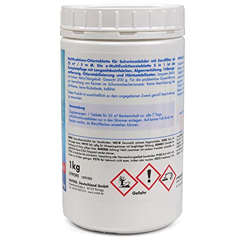 Cristal E-Chlor Multifunktionstabletten 200g - 1kg Poolpflege mit Langzeitwirkung - 5 in 1 Chlor Tabletten für kristallklares Wasser – Bild 7