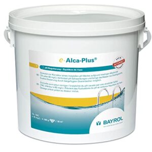 BAYROL e-Alca-Plus - Granulat zur Korrektur eines instabilen pH-Wertes aufgrund niedriger Alkalinität - Eimer enthält Dosierbecher & Plastikbeutel mit Sicherheitsverschluss - 5 kg