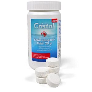 Cristal Chlor Langzeit-Minitabs 20g - 1kg Dose - Langzeitdesinfektion für Pools - Stabilisiertes Chlor - Effektive Wasserpflege - Poolgröße ab ca. 2 m³