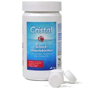 Cristal Schockchlortabletten 1 kg - 20 g Chlortabletten gegen Trübungen und Algen - Effektive Desinfektion - rückstandsfrei löslich - Pool & Whirlpool