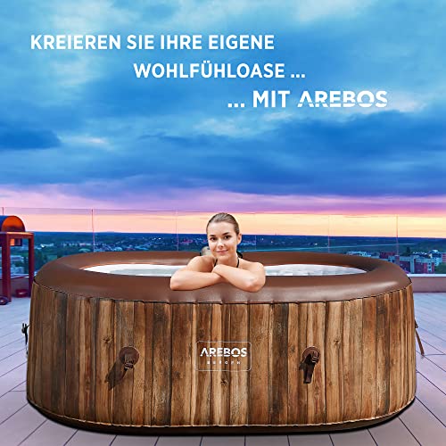 Arebos Whirlpool | Aufblasbar | In- & Outdoor | 190x120 cm oval | 2 Personen | 90 Massagedüsen | mit Heizung | 550 Liter | Inkl. Abdeckung | Bubble Spa & Wellness Massage – Bild 2