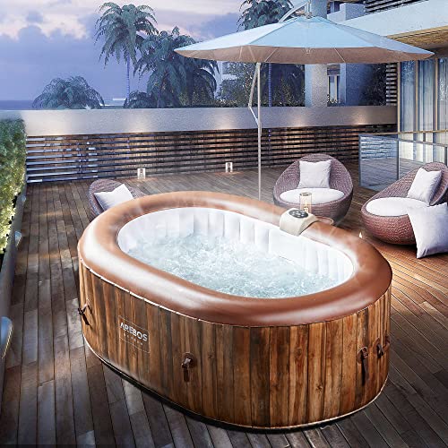 Arebos Whirlpool | Aufblasbar | In- & Outdoor | 190x120 cm oval | 2 Personen | 90 Massagedüsen | mit Heizung | 550 Liter | Inkl. Abdeckung | Bubble Spa & Wellness Massage – Bild 5