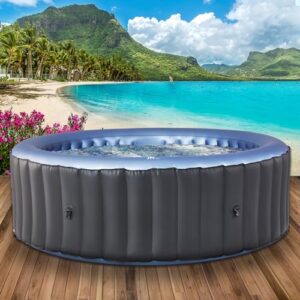 BRAST® Whirlpool aufblasbar MSpa Bergen für 4-8 Personen | viele Größen Ø180-224cm | In- Outdoor Pool | Ganzjähriger Einsatz | bis zu 144 Massagedüsen | Stromsparend inkl. Energiespar-Timer | Bergen 4