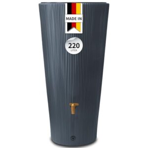 4rain Vaso Decor 2in1 Regenspeicher Regentonne 220 Liter Graphite Grey inkl. Pflanzschale - Regenfass, Regenwassersammler, Regenwassertonne, Wasserfass, Regenwassertank, Wasserbehälter, Wassertank