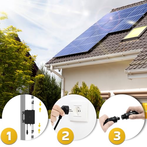 SUNNIVA® 1196W Balkonkraftwerk 800W komplett Steckdose, ASTRO-ENERGY 800W Wechselrichter, PV Solaranlage Komplettset, 2x 460W BIFAZIAL, FULL BLACK, Glas-Glas Solarmodule, inkl.5m Kabel, Bluetooth – Bild 3