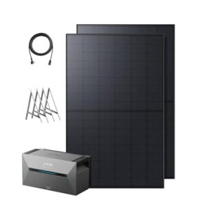 Anker SOLIX Balkonkraftwerk mit Speicher (890W | 1600Wh), Solarbank 2 E1600 Plus 1600Wh Speicher für Balkonkraftwerk, 2× RS40T Solarpanel (445W), Halterungen, 9,6kWh Kapazität, Plug&Play Installation