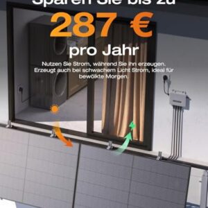 Alternative view of Solarway® 1000Wp / 800W Balkonkraftwerk komplett Steckdose - neuester EcoFlow Stream 800 Watt Wechselrichter - Solaranlage Komplettset - 500W bifaziale Black Solarmodule & EcoFlow & Zubehör