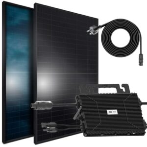 SUNNIVA 1196W Balkonkraftwerk 800W komplett Steckdose - Astro Energy 800W Wechselrichter - PV Solaranlage - 2x 460W BIFAZIAL FULL BLACK Glas/Glas Solarmodule - inkl. 5m Kabel - WIFI Bluetooth