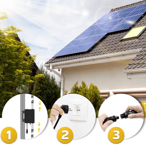 SUNNIVA 1196W Balkonkraftwerk 800W komplett Steckdose - Astro Energy 800W Wechselrichter - PV Solaranlage - 2x 460W BIFAZIAL FULL BLACK Glas/Glas Solarmodule - inkl. 5m Kabel - WIFI Bluetooth – Bild 4