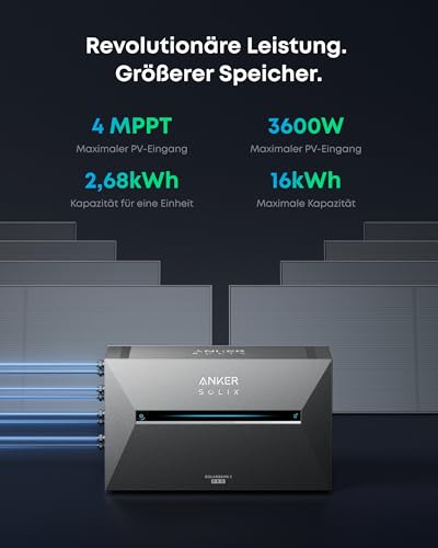 Anker SOLIX Balkonkraftwerk mit Speicher, Solarbank 3 E2700 Pro (2680Wh), bis zu 16kWh Kapazität, 4× 500W Solarpanels, 4 MPPTs (3600W), 1200W bidirektionales Laden, Anker Intelligence, Plug&Play – Bild 3