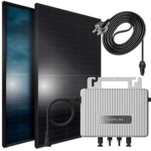 SUNNIVA 1196W Balkonkraftwerk 800W komplett Steckdose, Ecoflow Stream 800W Wechselrichter, PV Solaranlage Komplettset, 2x 460W BIFAZIAL, FULL BLACK, Glas-Glas Solarmodule, inkl.5m Kabel, Bluetooth