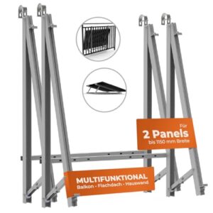 Alternative view of Solarway Balkonkraftwerk Halterung Geländer, Fassade und Flachdach Befestigung für 2 Solarmodule Halterung | Set | Neigungswinkel 10-30°| BLACK