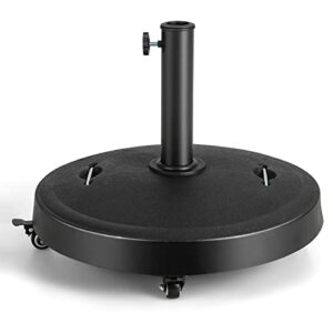 COSTWAY 23 kg Sonnenschirmständer mit Rollen & Griffen, Schirmständer für Schirmstangen von 38/48 mm, Ø52 cm Marktschirmständer Sonnenschirm Ständer für Garten, Balkon