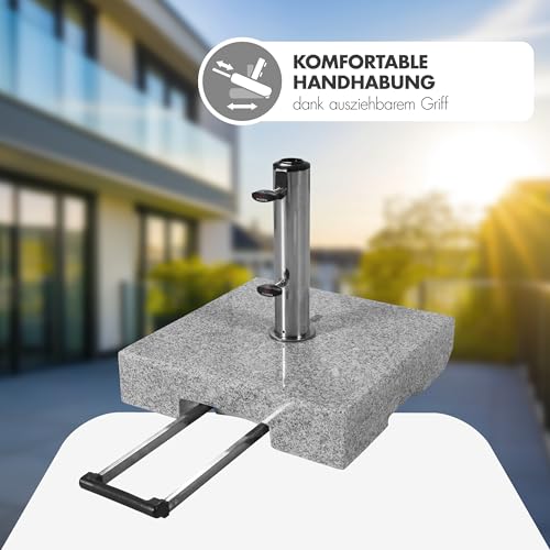Doppler SL-AZ Trolley Granitsockel 45kg mit Rollen I Schirmständer für Sonnenschirme mit max. 250cm Schirmdurchmesser & 3,2-6,0cm Rohrdurchmesser I Sonnenschirmständer mit Auszieh-Griff – Bild 4
