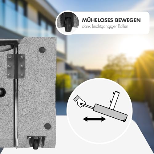 Doppler SL-AZ Trolley Granitsockel 45kg mit Rollen I Schirmständer für Sonnenschirme mit max. 250cm Schirmdurchmesser & 3,2-6,0cm Rohrdurchmesser I Sonnenschirmständer mit Auszieh-Griff – Bild 5