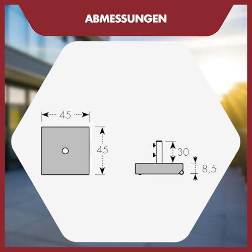 Doppler SL-AZ Trolley Granitsockel 45kg mit Rollen I Schirmständer für Sonnenschirme mit max. 250cm Schirmdurchmesser & 3,2-6,0cm Rohrdurchmesser I Sonnenschirmständer mit Auszieh-Griff – Bild 6