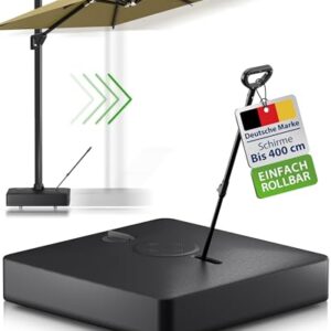 Gartenzeit® Sonnenschirmständer, befüllbar, rollbar, 162kg, Maße 84x84x21cm, Patent, schwarz, Sonnenschirmständer mit Rollen für große Ampelschirme u. Sonnenschirme, fahrbar, mobil
