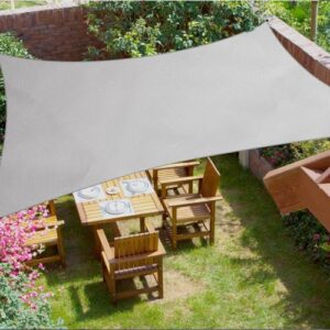 Sonnensegel wasserdicht 4x5m Sonnenschutz Windschutz Verdichter 420D Oxford-Stoff mit Sonnenschutzbeschichtung 99% UV-Schutz ideal für Balkon Garten und Terrasse- Grau