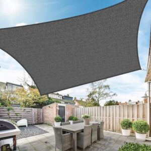 Duerer Sonnensegel 3.6x4.8m Rechteckig Sonnenschutz Garten Balkon und Terrasse, 95% UV Schutz, 185g/m² hoch Dichte Gewebe wasserdurchlässig für Patio, Pergola, Hinterhofa, Außenbereich-Anthrazit Farbe