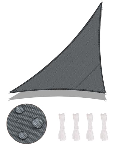 LOVE STORY Sonnensegel Dreieckig 5x5x7m Wasserdicht Anthrazit Anthrazit Sonnenschutz Windschutz Segel PES Polyester,95% UV-Schutz für Außenbereich, Terrasse, Balkon, Garten – Bild 2