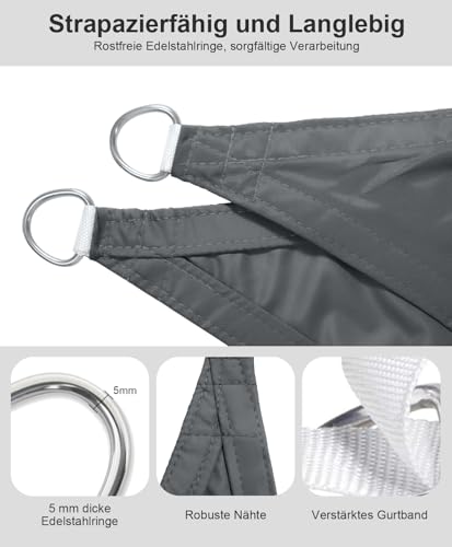 LOVE STORY Sonnensegel Dreieckig 5x5x7m Wasserdicht Anthrazit Anthrazit Sonnenschutz Windschutz Segel PES Polyester,95% UV-Schutz für Außenbereich, Terrasse, Balkon, Garten – Bild 5