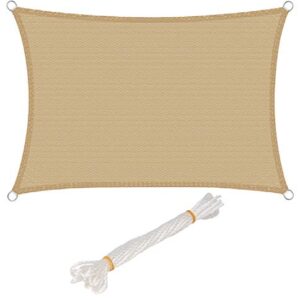 WOLTU Sonnensegel Premium HDPE Wetterbeständig Atmungsaktiv 95% UV Schutz Segeltuch 180 g/m² Sonnenschutz Schattenspender für Balkon Terrasse Garten, mit Befestigungsseilen