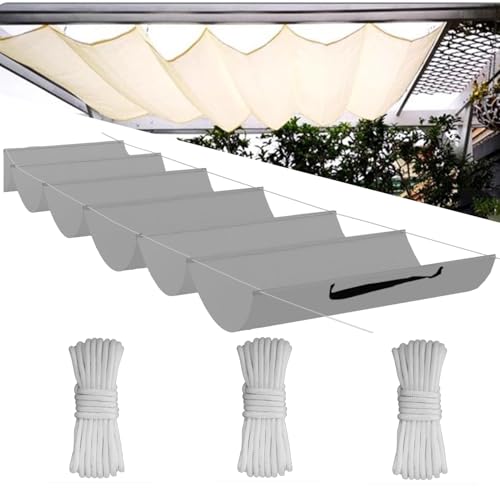 Einziehbare Welle Sonnensegel,Wellenmarkise Verstellbar Schutz vor UV-Strahlungen,Sonnenschutz,Wasserdicht,Garten,2x3M,Grau