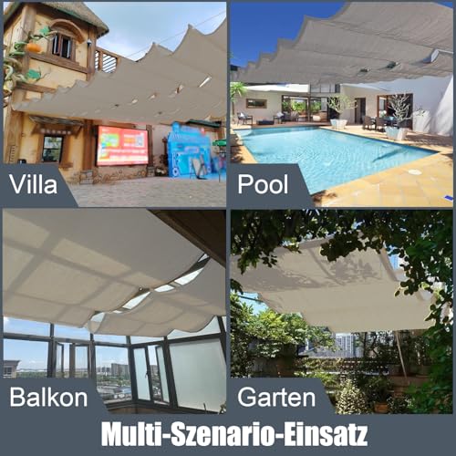 Einziehbare Welle Sonnensegel,Wellenmarkise Verstellbar Schutz vor UV-Strahlungen,Sonnenschutz,Wasserdicht,Garten,2x3M,Grau – Bild 5