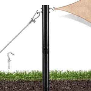 Starbover Sonnensegelmaste Schwarz, 9 FT Pfosten für Sonnensegel Metall, 63mm dicken Durchmesser Ständer Sonnensegel Befestigung Set für Garten Terrasse Hinterhof Rasen