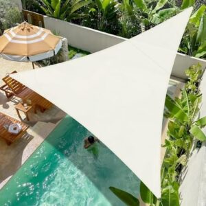 COOL AREA Sonnensegel Wasserdicht 6x6x6m Dreieckig Sonnenschutz 95% UV Schutz Wasserabweisend Segel PES für Garten Balkon Terrasse-Creme weiß