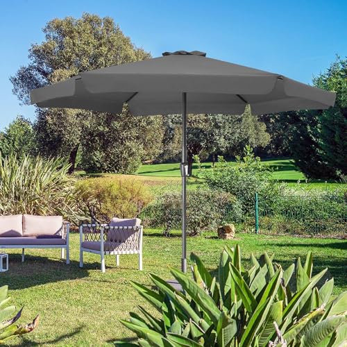 Kingsleeve® Sonnenschirm UV Schutz 80 Balkon Schutzhülle 330cm Strand Schirm Groß Wasserabweisend Kurbel Aluminium Windöffnung Gartenschirm Anthrazit – Bild 2