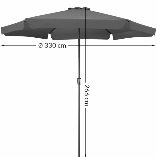 Kingsleeve® Sonnenschirm UV Schutz 80 Balkon Schutzhülle 330cm Strand Schirm Groß Wasserabweisend Kurbel Aluminium Windöffnung Gartenschirm Anthrazit – Bild 3