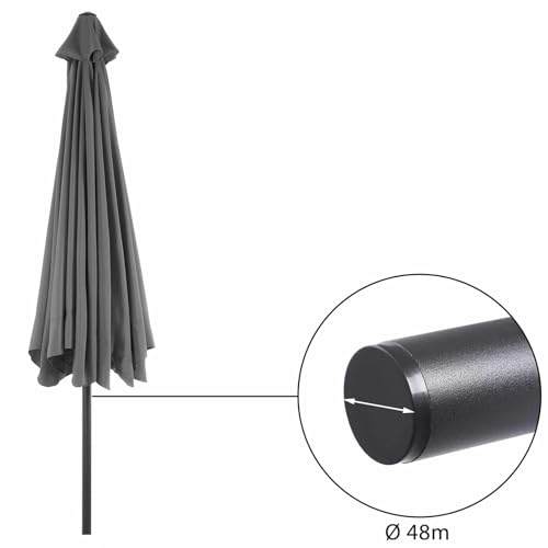 Kingsleeve® Sonnenschirm UV Schutz 80 Balkon Schutzhülle 330cm Strand Schirm Groß Wasserabweisend Kurbel Aluminium Windöffnung Gartenschirm Anthrazit – Bild 6