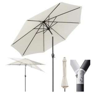 Sekey Alu-Sonnenschirm 330cm Sonnenschirm Gartensonnenschirm mit UV-Schutz，Windfester Sonnenschirm mit Kurbel für Balkon Garten & Terrasse Sonnenschutz UV 50