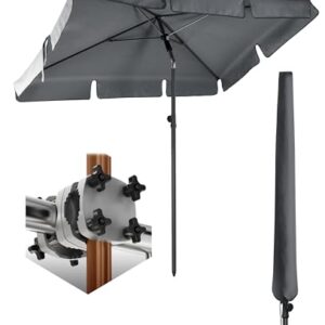4smile Sonnenschirm Balkon SunnyShade - Sonnenschutz Balkon 3-in-1 SET, Anthrazit - UPF 50 Sonnenschirm rechteckig 200 x 125 cm Sonnenschirmhalter Balkongeländer SunnyGuy Sonnenschirmhülle
