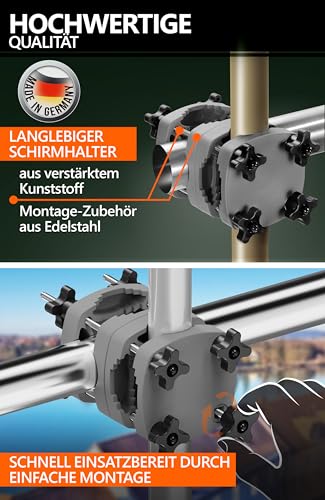 4smile Sonnenschirm Balkon SunnyShade - Sonnenschutz Balkon 3-in-1 SET, Anthrazit - UPF 50 Sonnenschirm rechteckig 200 x 125 cm Sonnenschirmhalter Balkongeländer SunnyGuy Sonnenschirmhülle – Bild 5