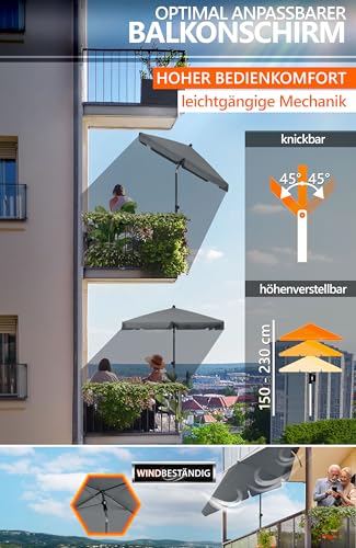 4smile Sonnenschirm Balkon SunnyShade - Sonnenschutz Balkon 3-in-1 SET, Anthrazit - UPF 50 Sonnenschirm rechteckig 200 x 125 cm Sonnenschirmhalter Balkongeländer SunnyGuy Sonnenschirmhülle – Bild 6