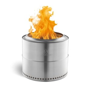 BURNHARD Feuerschale Edelstahl 50 cm, inkl. Aufbewahrungstasche, Feuertonne, Feuerkorb, raucharme Sekundär-Verbrennung, langlebig & mobil für Garten, Terrasse & Balkon