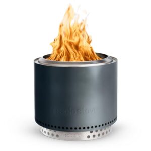 Solo Stove Feuerschale Bonfire 2.0 mit Standfuß | Feuerstelle für Raucharme Holzverbrennung, Herausnehmbare Auffangschale, Mobile Outdoor Feuertonne, Edelstahl, 49,5x44,5cm, 11,4kg, Grau