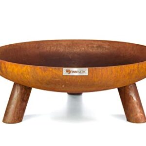 Finnwerk HARRI Feuerschale Rostoptik 80 cm - Exklusiver Stahl mit edler Rost-Patina - Feuerschalen für den Garten - Dekorativ und Rustikal - Feuerschalen Deckel separat erhältlich