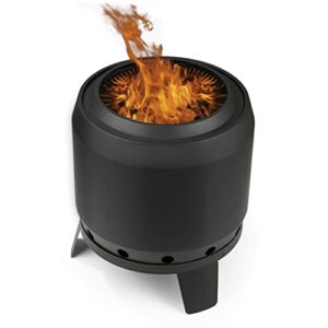 LANDMANN rauchfreier Feuerkorb, klein | 360° Luftzirkulation | Besonderes Flammenspiel | Pulverbeschichteter Stahl | Ideal für gemütliche Abende | Inkl. Schürhaken [52,5 x 51,5 x 57 cm - 14,8 kg]